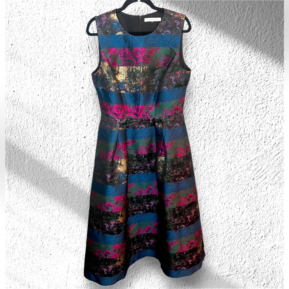 NEW Kay Unger Faye Painterly Jacquard Cocktail Dress - Picture 10 of 15